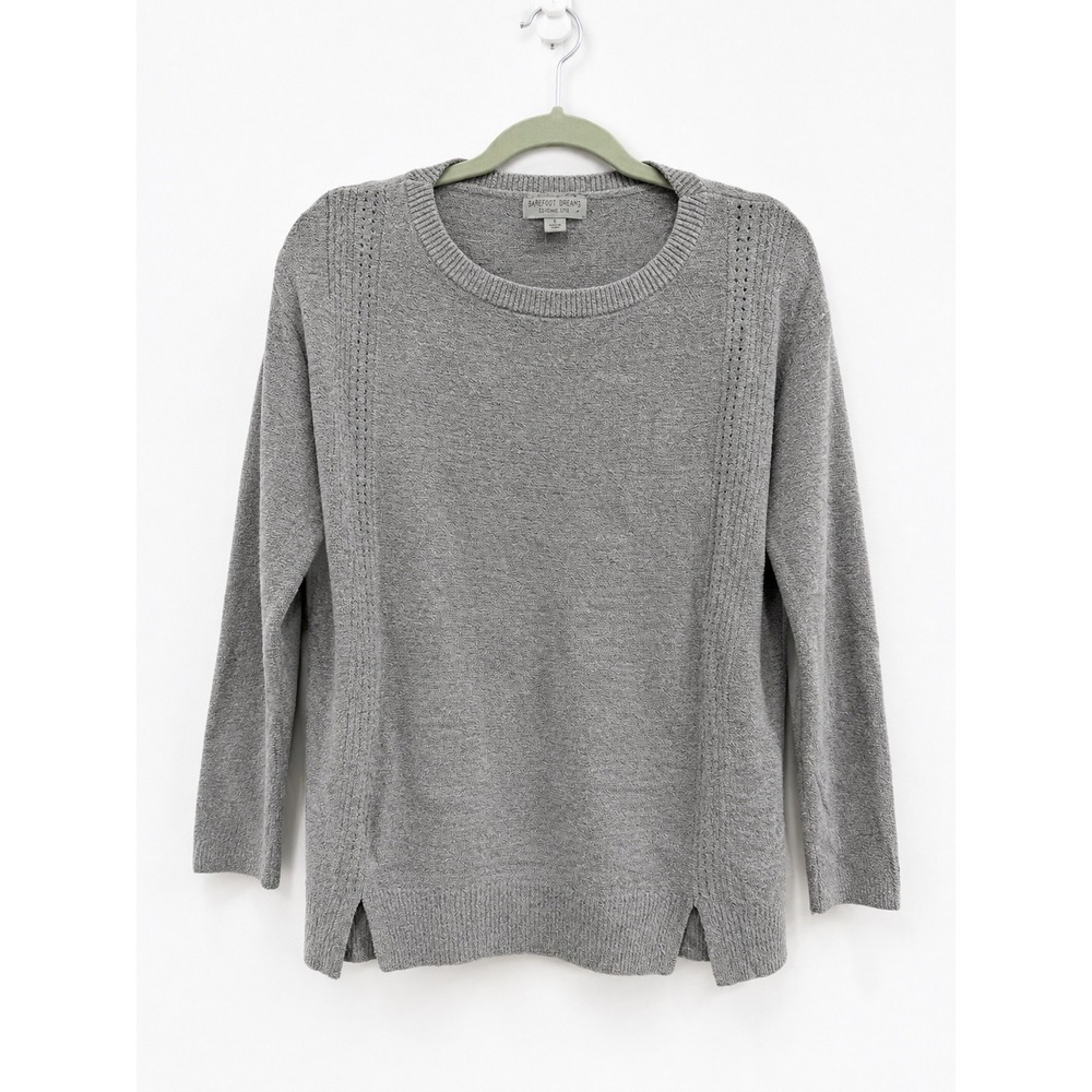 Barefoot Dreams Sweater Womens S Gray CozyChic Ultra Lite Pointelle Loungewear